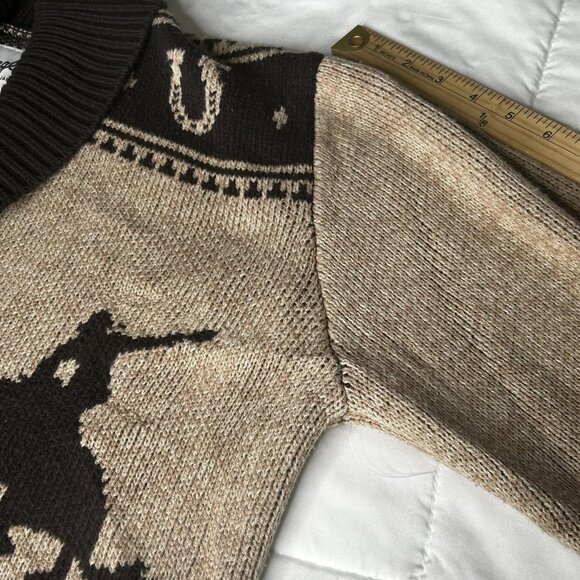 Wrangler Sweater Mens Large Brown Shawl Collar Toggle Cardigan Western Cowboy - Picture 9 of 12